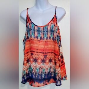 🛍️ BUNDLE ONLY🛍️Trixxi Orange and Blue Patterned Tank Top